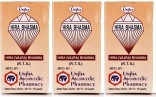 Unjha Hira Bhasma (3 Packs, 100 mg Bhasma Each)