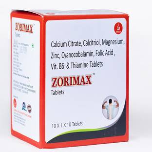 ZORIMAX CalciumI Magnesium Zinc Cyanobalamin Folic Acid 5 mg Thiamine 10 Tablets