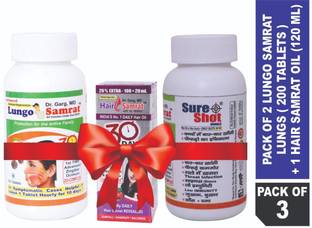 Sure Shot Herbals Adenoids/Tonsils/Throat Infection/Sinus/Lungs + Hair Oil (Pack of 3)