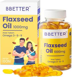 बेटर फ्लैक्ससीड ऑयल 1000mg ओमेगा 3- 6- 9 - 60 सॉफ्टजेल्स