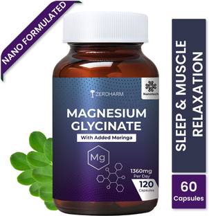 ZEROHARM Magnesium Glycinate-1360mg for Muscle Support & Nerve Function, Improves sleep.