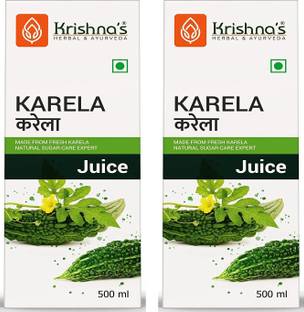 Krishna's Herbal & Ayurveda Karela Juice | Natural Blood Purifier and Helps Manage Blood Sugar | Improves Digestion | Good Source of Vitamin A,C and Iron | Pack of 2 | 500ml Each