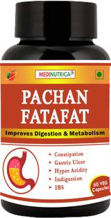 Medinutrica Pachan Fatafat -100% Herbal Extract capsule for Constipation, Indigestion , Gas, Acidity, Gastric Ulcer & IBS - 60 Veg Capsule