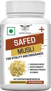 BHARAT HEALTH AYURVEDIC SAFED MUSLI FOR VITALITY & ENDURENCE 60veg capsules pack of 1