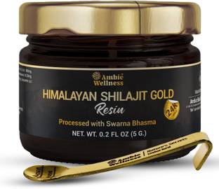 Ambic Wellness Himalayan Shilajit Gold Resin 5g With 24 Carat Gold Boost Performance & Stamina