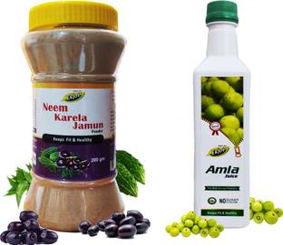 Ekjot Neem Karela Jamun Powder (200g) & Amla Juice (500ml) | Combo Pack
