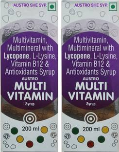AUSTRO SHE SYP. Multivitamin Multimineral Syrup Tonic With Vitamin B12, Folic Acid (2*200 ML)
