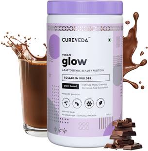 Cureveda Glow Plant-Based Chocolate Collagen Builder Powder for Skin Radiation &Hydration