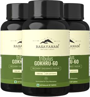 Rasayanam Gokhru-60 Gokshura Tablets 1000mg | Ultra High Concentrated 60% Saponins