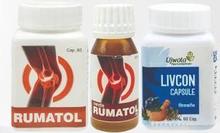 UJWALA AYURVEDASHRAM Rumatol, Livcon Capsule and Rumatol Oil-50ML For joint wellness, Pain