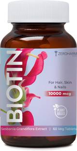 ZEROHARM Biotin for Hair Growth, Reduce Hair Fall, Healthy Skin & Stronger Nails - 10KMCG