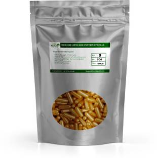 Biogiri Premium Size 0 Golden Empty Capsules - Ideal for Powder Filling -Pack of 500