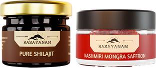 Rasayanam Pure Original Kashmiri Saffron (0.5 gm) and Himalayan Shilajit Resin 10g - Combo