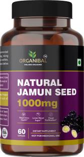 ORGANIBAL Natural Diabetic Care Jamun Seed Powder Capsules for Blood Sugar Control 1000mg