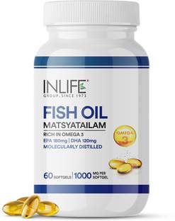 INLIFE Fish Oil Omega 3 Capsules 180mg EPA 120mg for Men Women, 1000mg - 60 Softgels