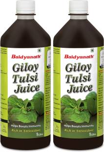 Baidyanath Giloy Tulsi Juice - Boosts Immunity and Digestion | Natural source of Antioxidants for Detoxification, for Liver and Skin Health | No Added Sugar, Colour or Flavour | Pack of 2