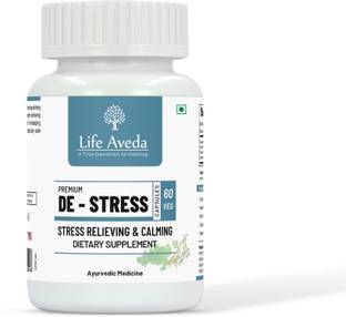 Life Aveda De-Stress (500 mg) for Stress and Anxiety 60 Veg Capsules