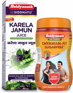 Baidyanath Diabetic Wellness Kit - Chyawan-Fit Sugar free 1 kg + Karela Jamun Juice 1 L