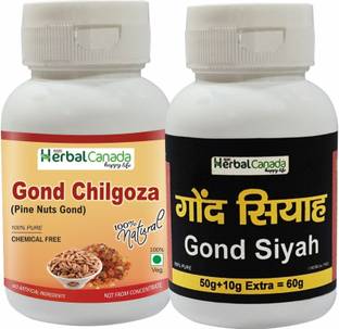 Herbal Canada Gond Chilgoza (60g) + Siyah Gond (60g) | Boost Immunity | Healthy Combo Pack