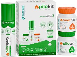 Healing Hands PiloKit Piles Care Kit 15-Day| 3 Patented Medicines- PiloSpray PiloTab ConstiTab