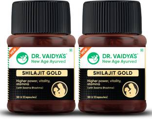 DR. VAIDYA'S Shilajit Gold - 100 % Ayurvedic Capsules for Increased Performance, Strength, Stamina and Power With 21 Herbs