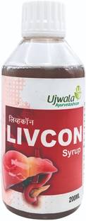 UJWALA AYURVEDASHRAM Livcon Syrup, Herbal Liver tonic, Weight Gain, Liver detox, Fatty Liver