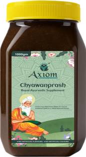 AXIOM Royal Ayurvedic Chyawanprash 1kg | 2X Immunity | Made With Deshi Cow Ghee(A2 Ghee), Kashmiri Saffron & Wild Natural Honey | WHO GMP, GLP Certified Product | No Artificial Colour & Flavours