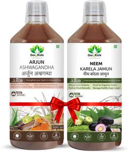 GargRishi Arjun Ashwagandha Juice & Neem Karela Jamun Juice for Heart Health & Diabetes