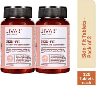 JIVA Skin-Fit Tablets - Improves Skin Health Naturally - Effective in Skin Disorders - 120 Tablets Each - Pack of 2