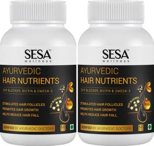 SESA Ayurvedic Hair Nutrients DHT Blocker 60 caps Biotin Reduce Hair Fall (120 Caps)