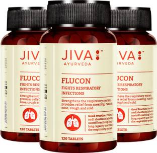 JIVA Flucon Tablets - Fights Allergy Naturally - 120 Tablets Each - Pack of 3