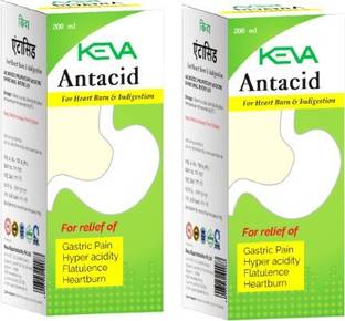 KEVA Antacid Acidity & Gas Relief Gel Mint Syrup Liquid (200 ml) Pack of 2