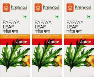 Krishna's Herbal & Ayurveda Papaya Leaf Juice | Enhances Liver Health | Helps to Increase Platelets Count | Improves Digestion | Pack of 3 | 500 ml Each