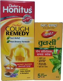 Dabur HONITUS COUGH SYRUP 200ML+TULSI DROPS (HERBAL PACK FOR COUGH,COLD,FEVER)