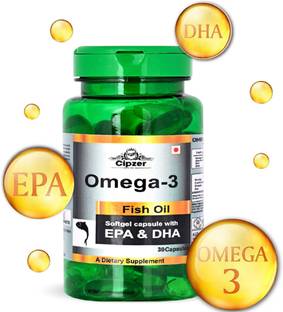 CIPZER Omega 3 Capsule FishOil Supplement For Heart, Immunity & Gym Workout 30 Capsules