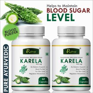 Riffway Karela herbal capsules for Helps you get a Glowing Skin Total AYurvedic