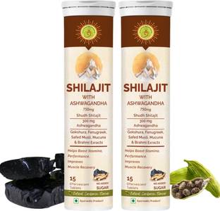 JIVAN SHREE Shilajit Effervescent Tablets, with Ashwagandha, Safed Musli, Macuna, Cardamom