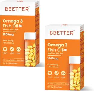 BBETTER Omega 3 Fish Oil 1000mg Supplements - 180 EPA :120 DHA