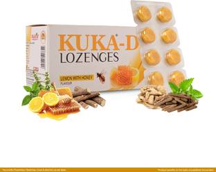 Multani Lemon & Honey Kuka-D Cough Lozenges | Quick Cough Relief - 8 X 6 Strips