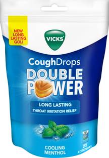 VICKS Double Power Cough Drops Cooling Menthol for Fast Cough & Throat Relief