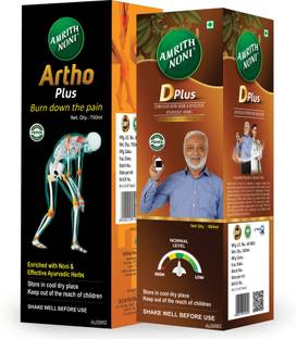 AMRITH NONI D Plus 500ml + Arthoplus 750ml Juice Helps in Blood Sugar Levels & Joints Health