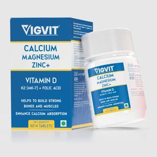 Vigvit Calcium Magnesium Zinc Vitamin D, B12 & K-2 Tablets For Bone & Joint Support