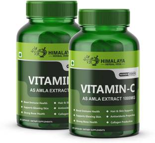 HIMALAYA HERBAL VEDA Vitamin C 1000mg Capsules with Amla For Face, Skin, Hair & Immunity Booster