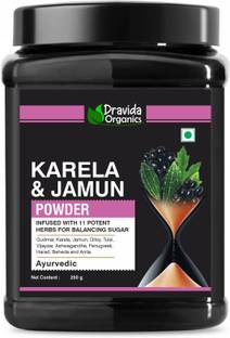 DRAVIDA ORGANICS Karela Jamun Powder With 11 Potent Herbs Helps Regulate Sugar Management