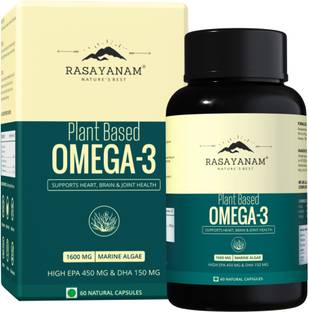 Rasayanam Plant Based Omega-3, 1600mg | No Burps, No Fish Oil, Pure Algae - Veg. Capsules