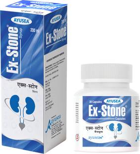 AYUSEA EXSTONE Ayurvedic kidney stone crusher Combo, 30 capsules and 200ml syrup pack