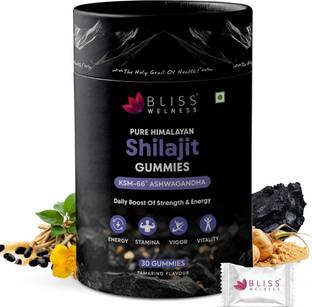 Bliss Welness Pure Himalayan Shilajit Gummies with KSM 66 Ashwagandha - 30 Gummies