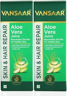 VANSAAR Aloe Vera Juice 1L| For Glowing Skin & Healthy Hair| 100% Cold Pressed