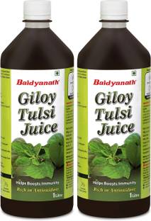 Baidyanath Giloy Tulsi Juice - Boosts Immunity and Digestion | Natural source of Antioxidants for Detoxification, for Liver and Skin Health | No Added Sugar, Colour or Flavour | Pack of 2