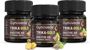 Gynoveda Triphala Ayurvedic Tablets for Digestion, Gas, Bloating.3 Bottles, 180 Tablets
